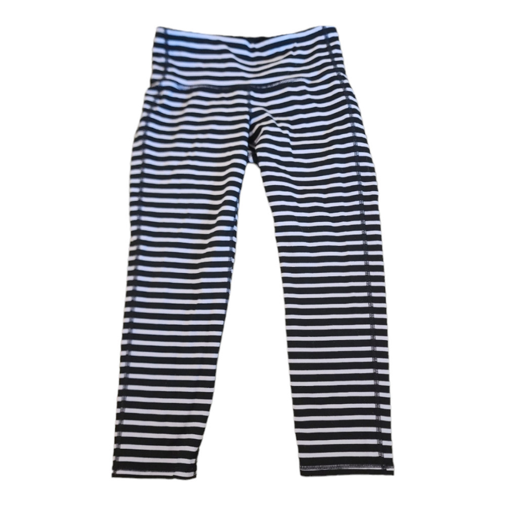 Athleta purple and black stripped leggings size xs